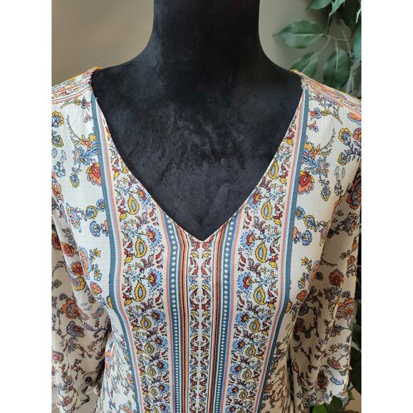 Cynthia Rowley Blouse Women's Large Multicolor Viscose Floral Boho Peasant Top - Picture 6 of 12